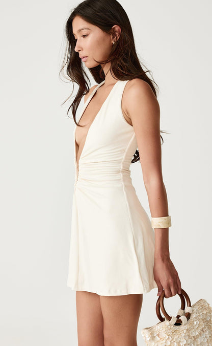 Avril Mini Dress (Oat)