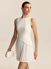 Pleated Hem Mini Dress