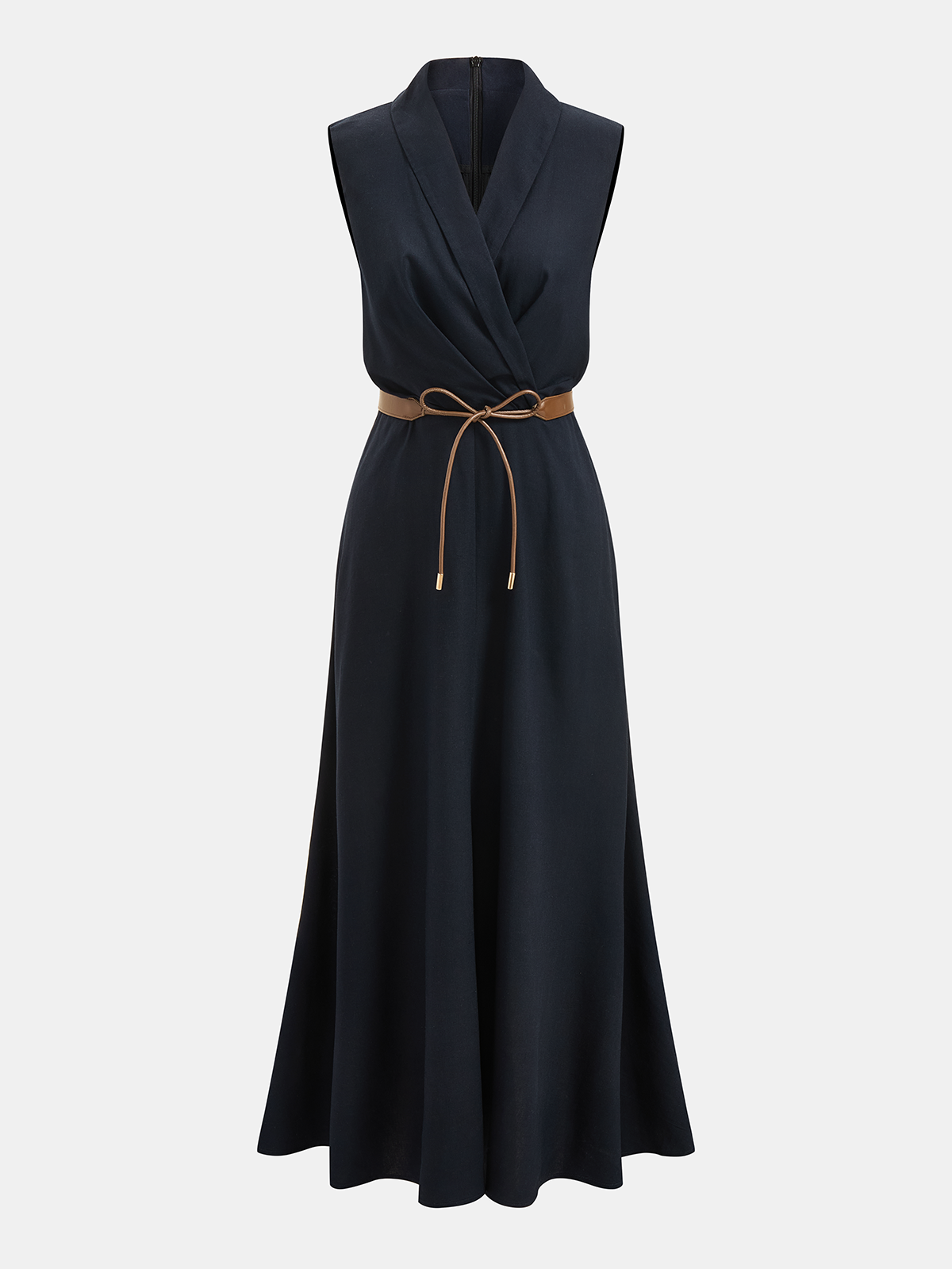Belted Sleeveless Wrap Maxi Dress