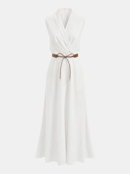 Belted Sleeveless Wrap Maxi Dress