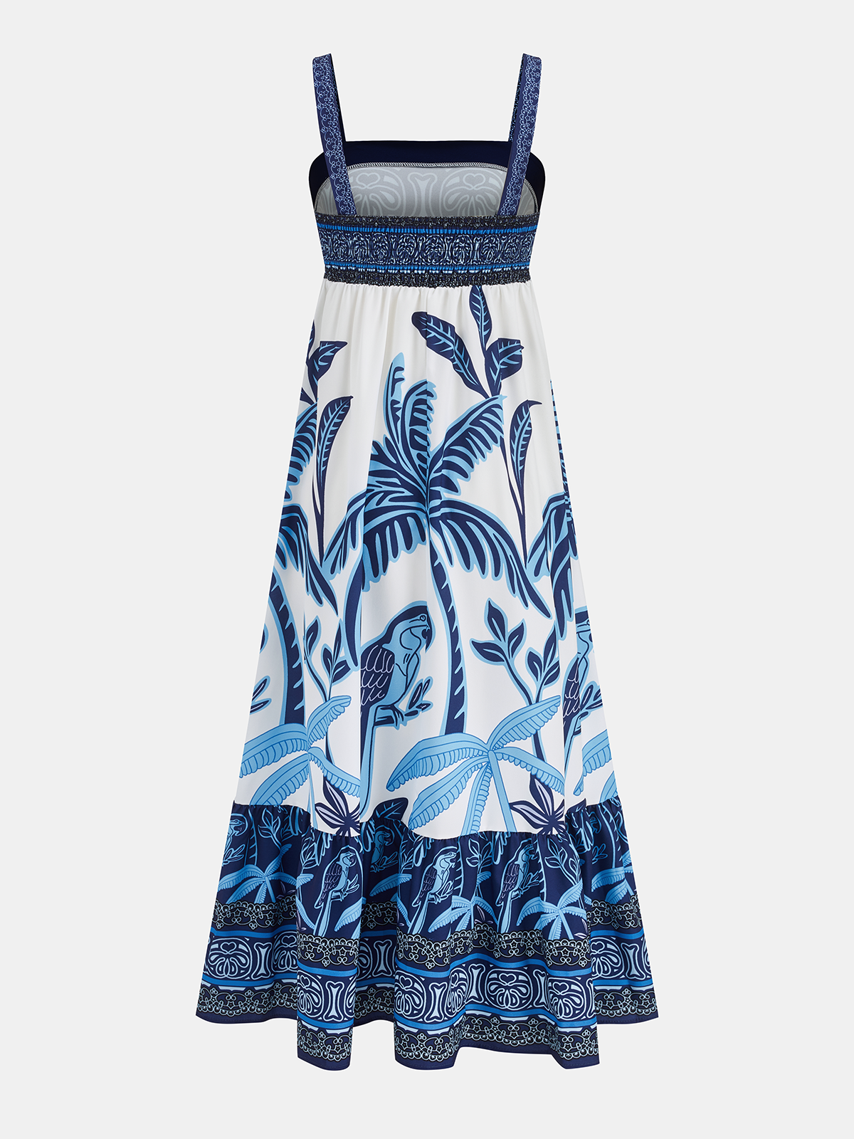 Tropical Print Tiered Maxi Dress