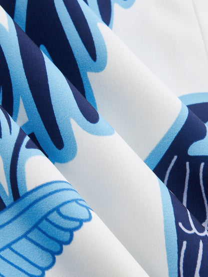 Tropical Print Tiered Maxi Dress