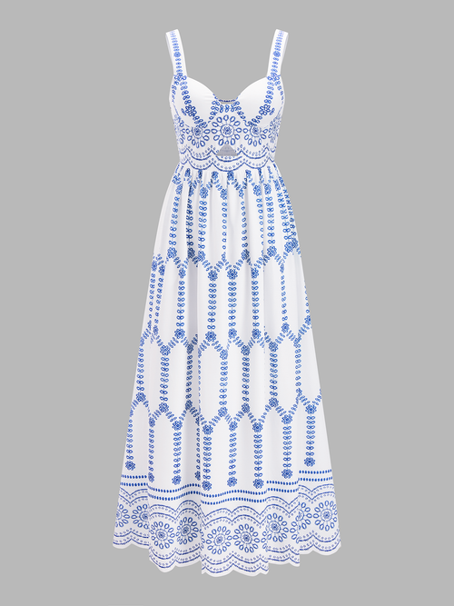 Boho Floral Print Cut-Out Maxi Dress