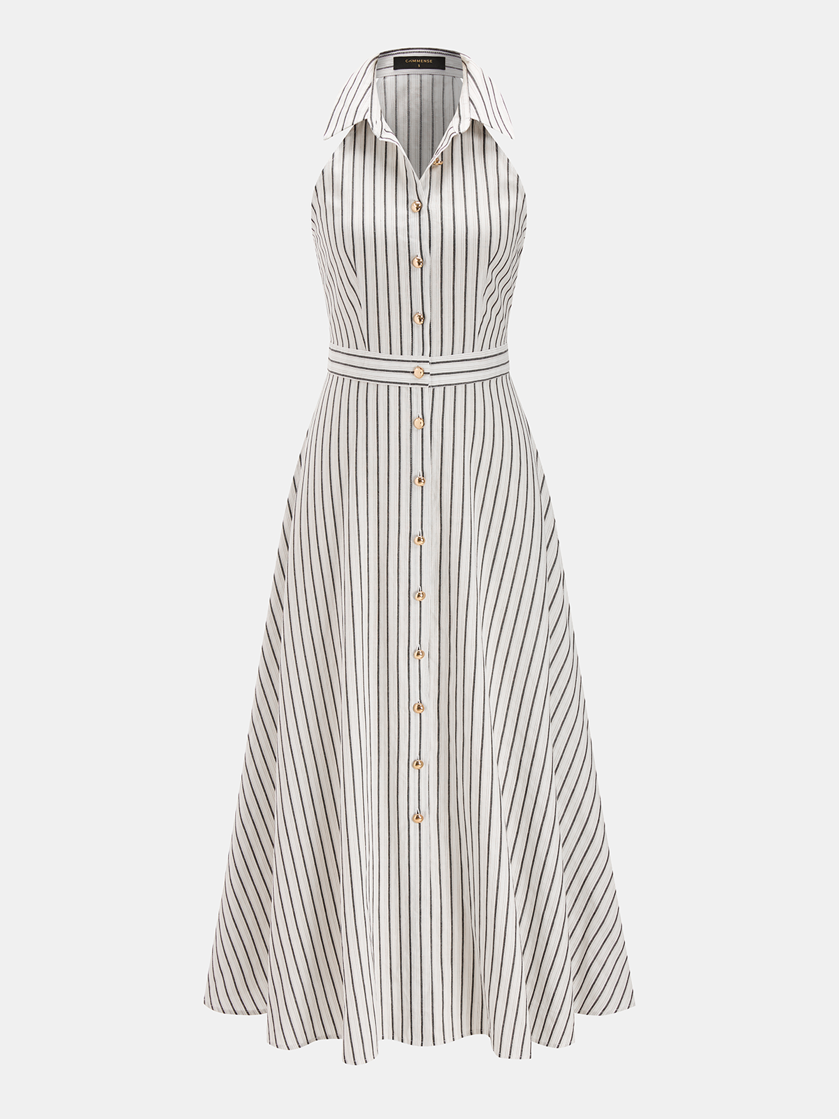 Striped Cotton Buttoned Maxi Dress