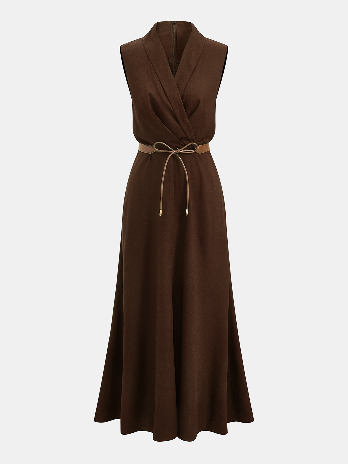 Belted Sleeveless Wrap Maxi Dress