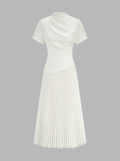 2 In 1 Short Sleeve Pleated Maxi Dress