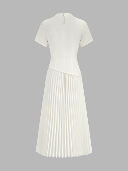 2 In 1 Short Sleeve Pleated Maxi Dress