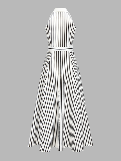 Striped Sleeveless Shirt Maxi Dress
