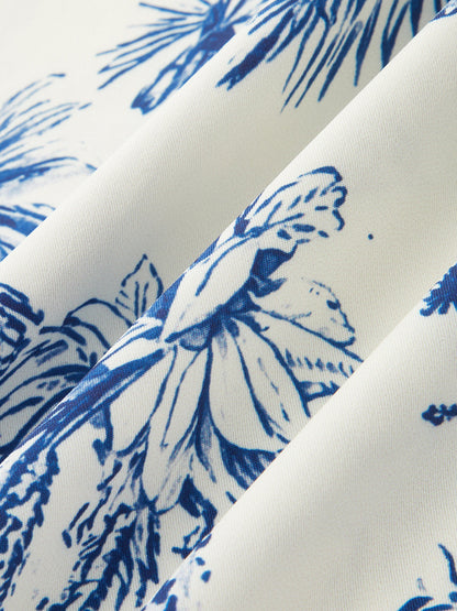 Tropical Print Cutout Sleeveless Maxi Dress