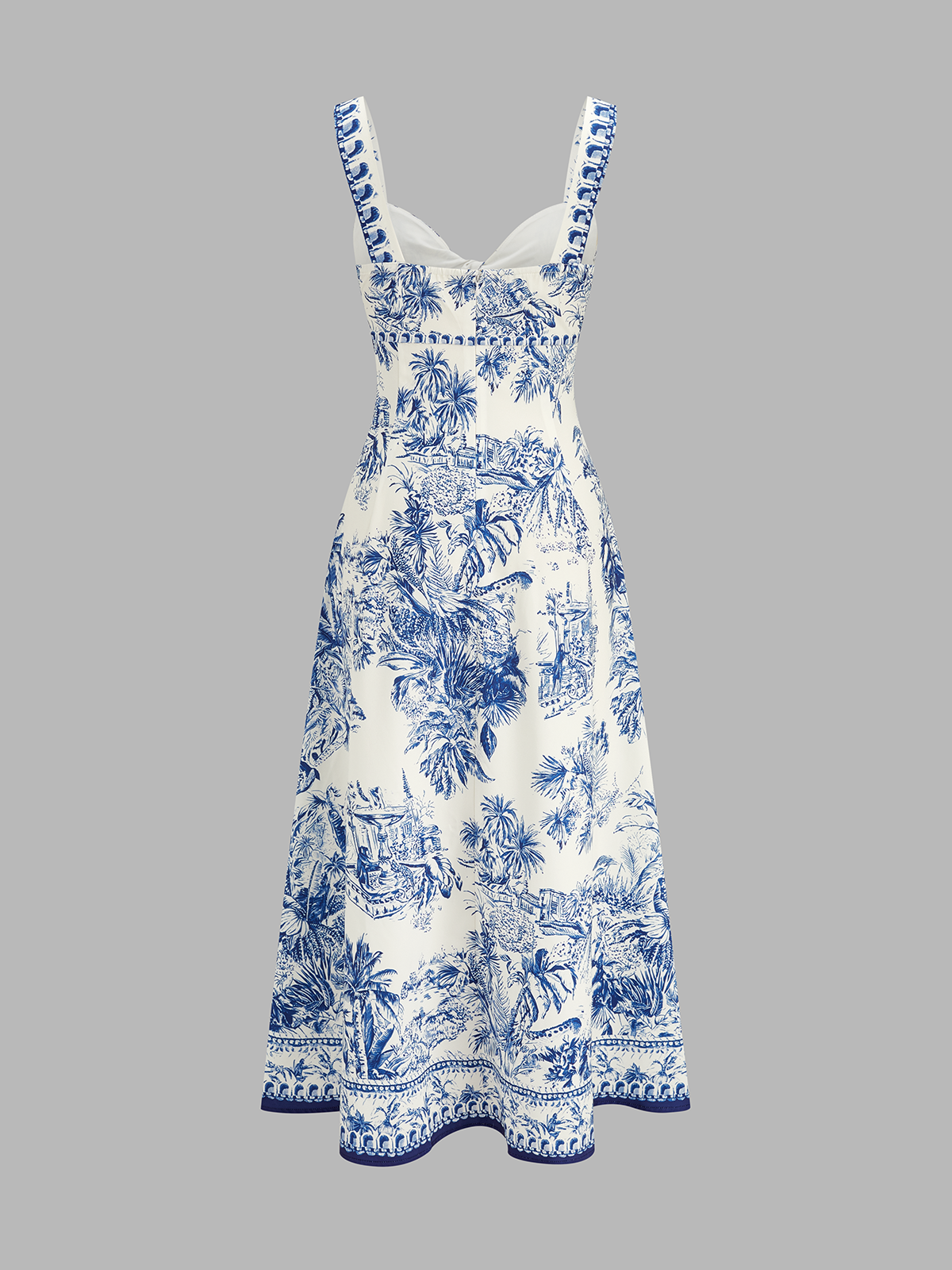Tropical Print Cutout Sleeveless Maxi Dress