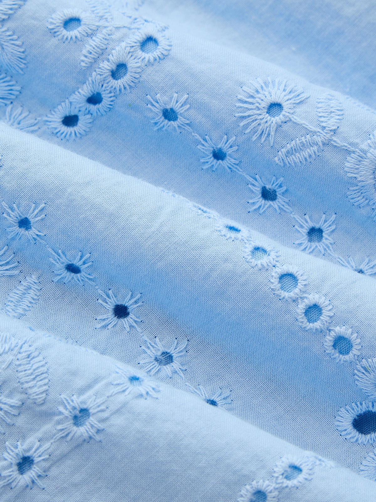 Square Neck Cotton Eyelet Embroidery Maxi Dress