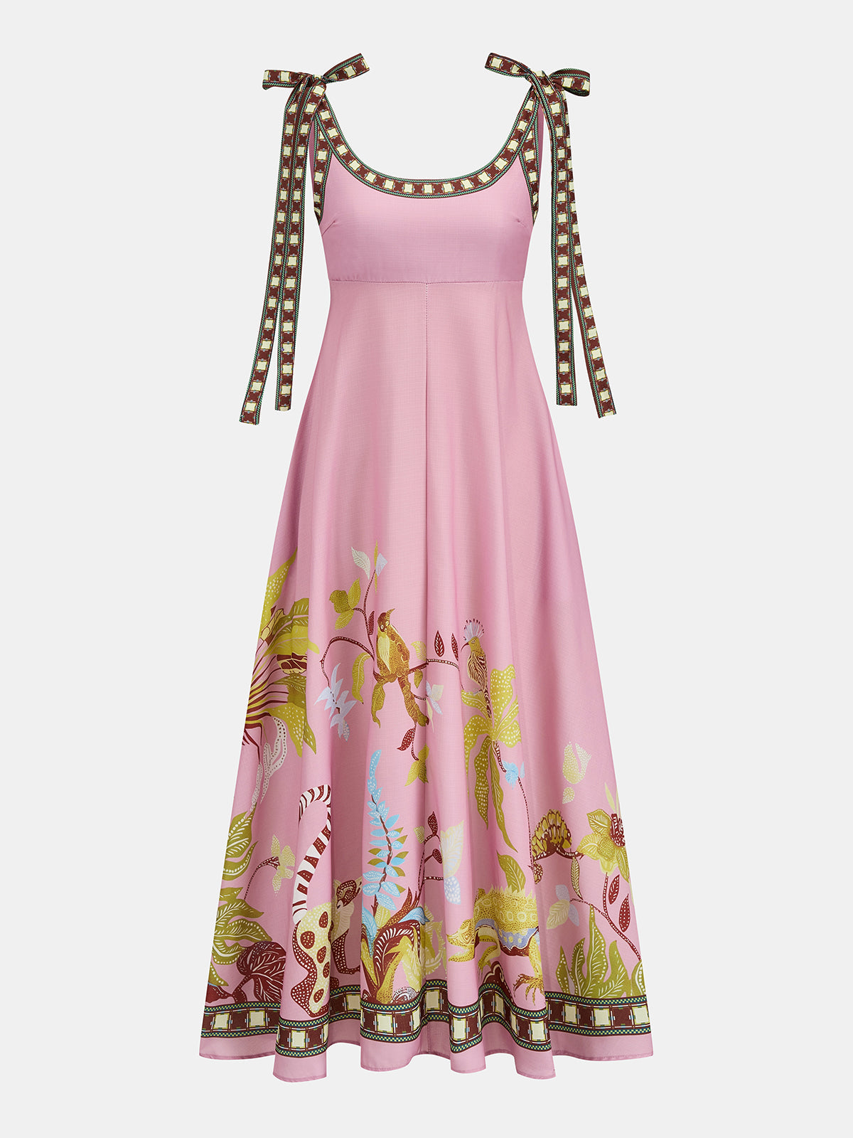 Tie Strap Printed Maxi Dress