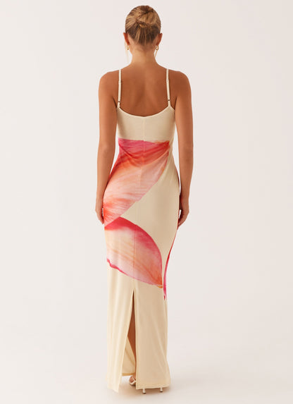Bad News Mesh Maxi Dress - Yellow Floral