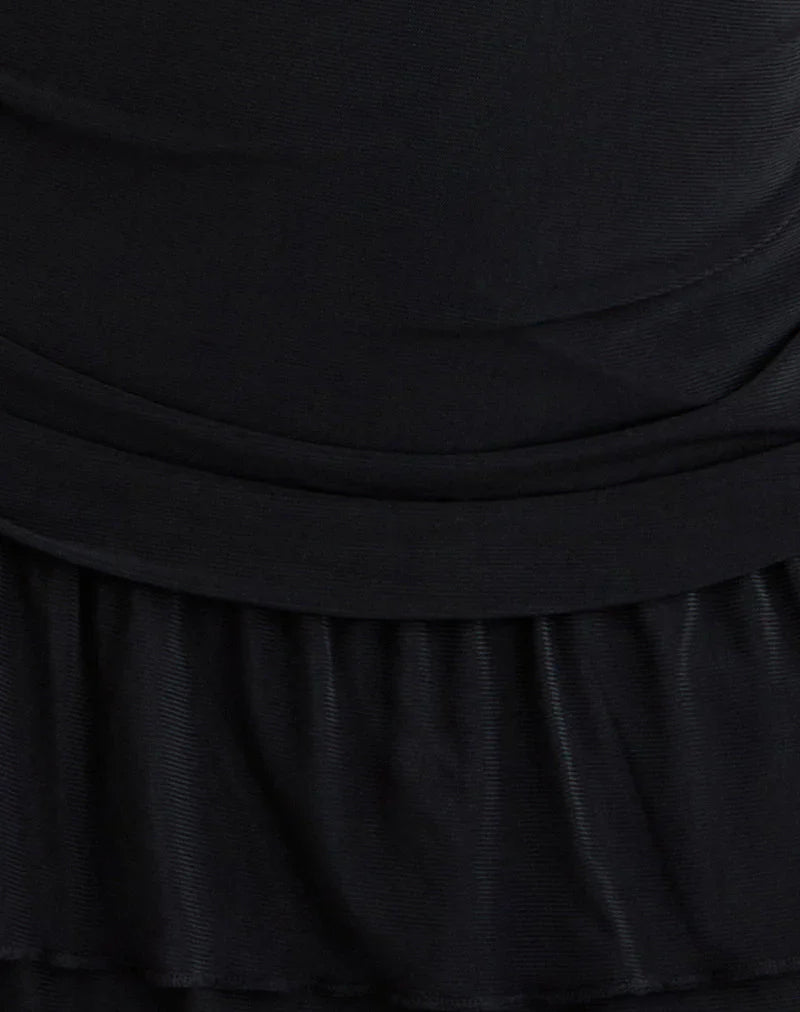 Mowgli Cap Sleeve Mini Dress in Black