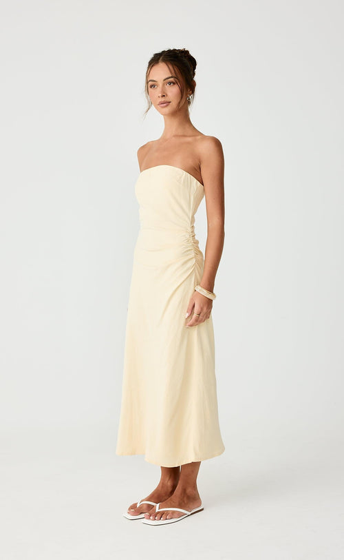 Coastal Midi Dress (Lemon)