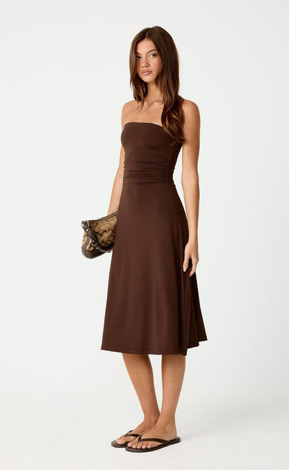 Darya Midi Dress (Chocolate)