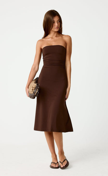 Darya Midi Dress (Chocolate)