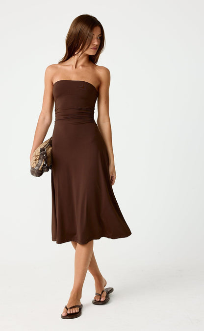Darya Midi Dress (Chocolate)
