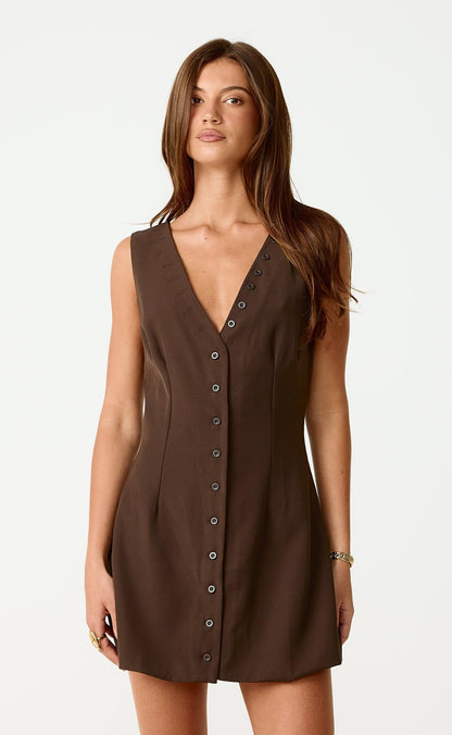 Escape Mini Dress (Chocolate)