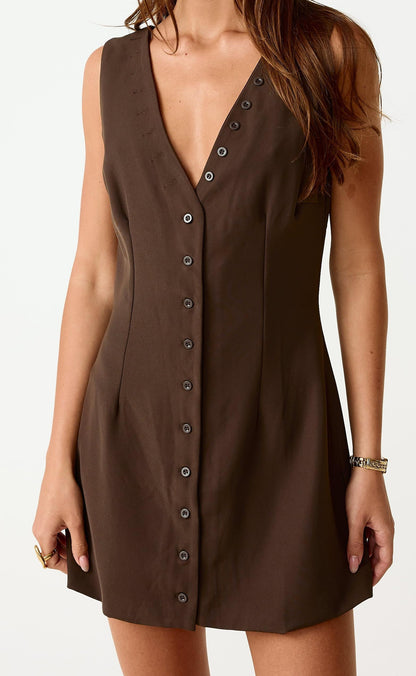 Escape Mini Dress (Chocolate)