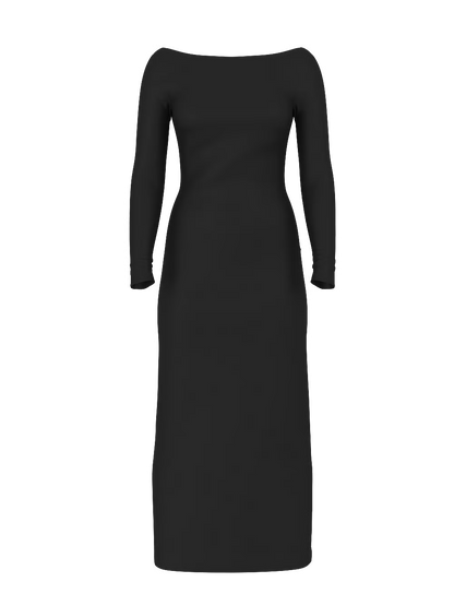 SoSleek™ Long-Sleeve Low-Back Maxi Dress
