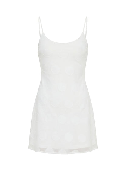 Lissie Scoop Mini Dress White Polka Dot