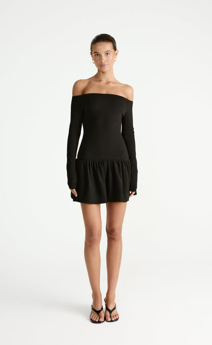 Yanna Long Sleeve Mini Dress (Black)