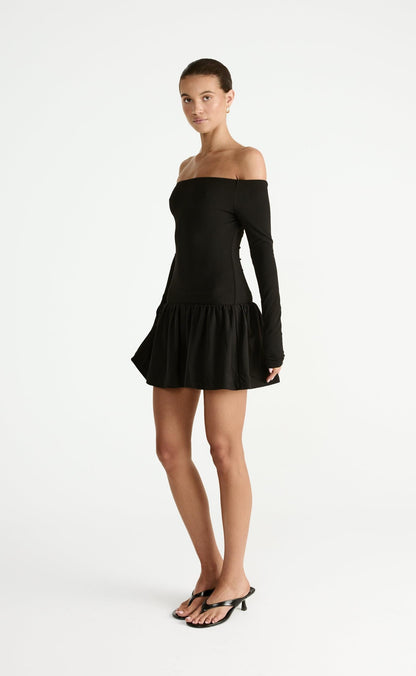 Yanna Long Sleeve Mini Dress (Black)