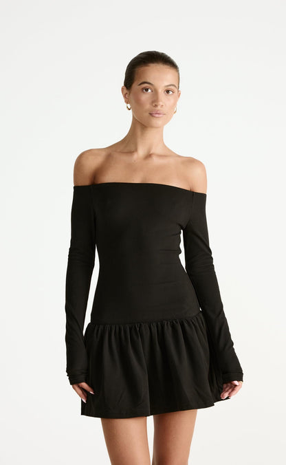 Yanna Long Sleeve Mini Dress (Black)