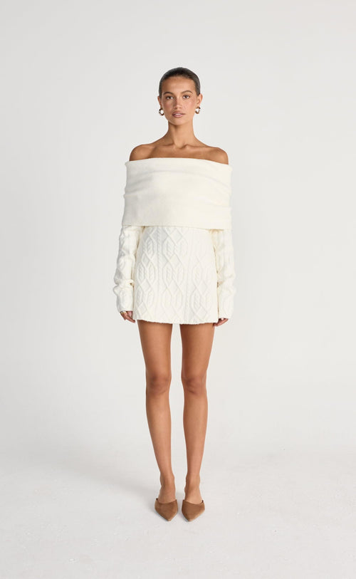 Pavati Long Sleeve Mini Dress (Off White)