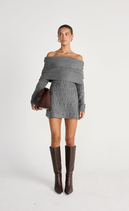 Pavati Long Sleeve Mini Dress (Slate)