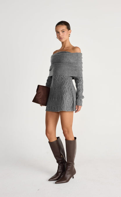 Pavati Long Sleeve Mini Dress (Slate)