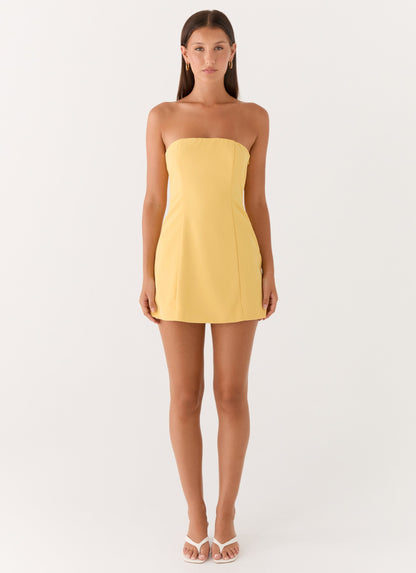 Honey Bow Mini Dress - Yellow