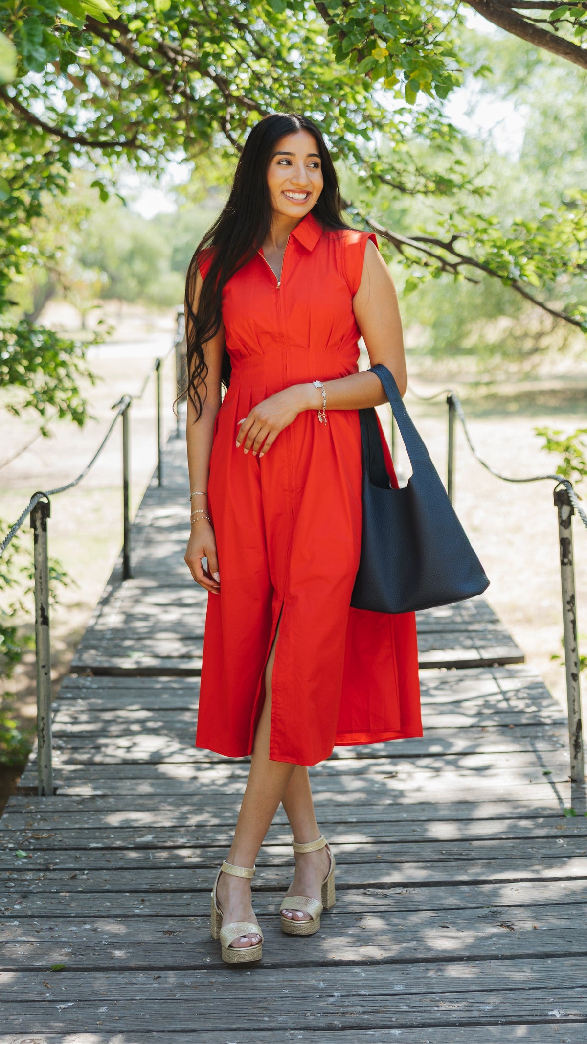 Girl Go Zipper Midi Dress