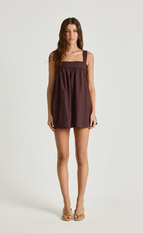Sutton Mini Dress (Dark Mahogany)