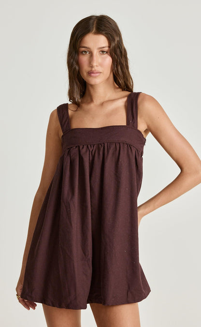 Sutton Mini Dress (Dark Mahogany)