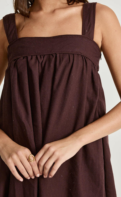 Sutton Mini Dress (Dark Mahogany)