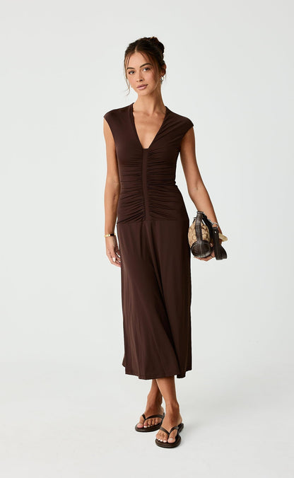 Mila Midi Dress (Chocolate)