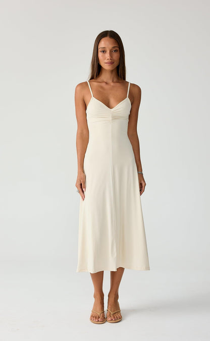 Poppy Midi Dress (Oat)