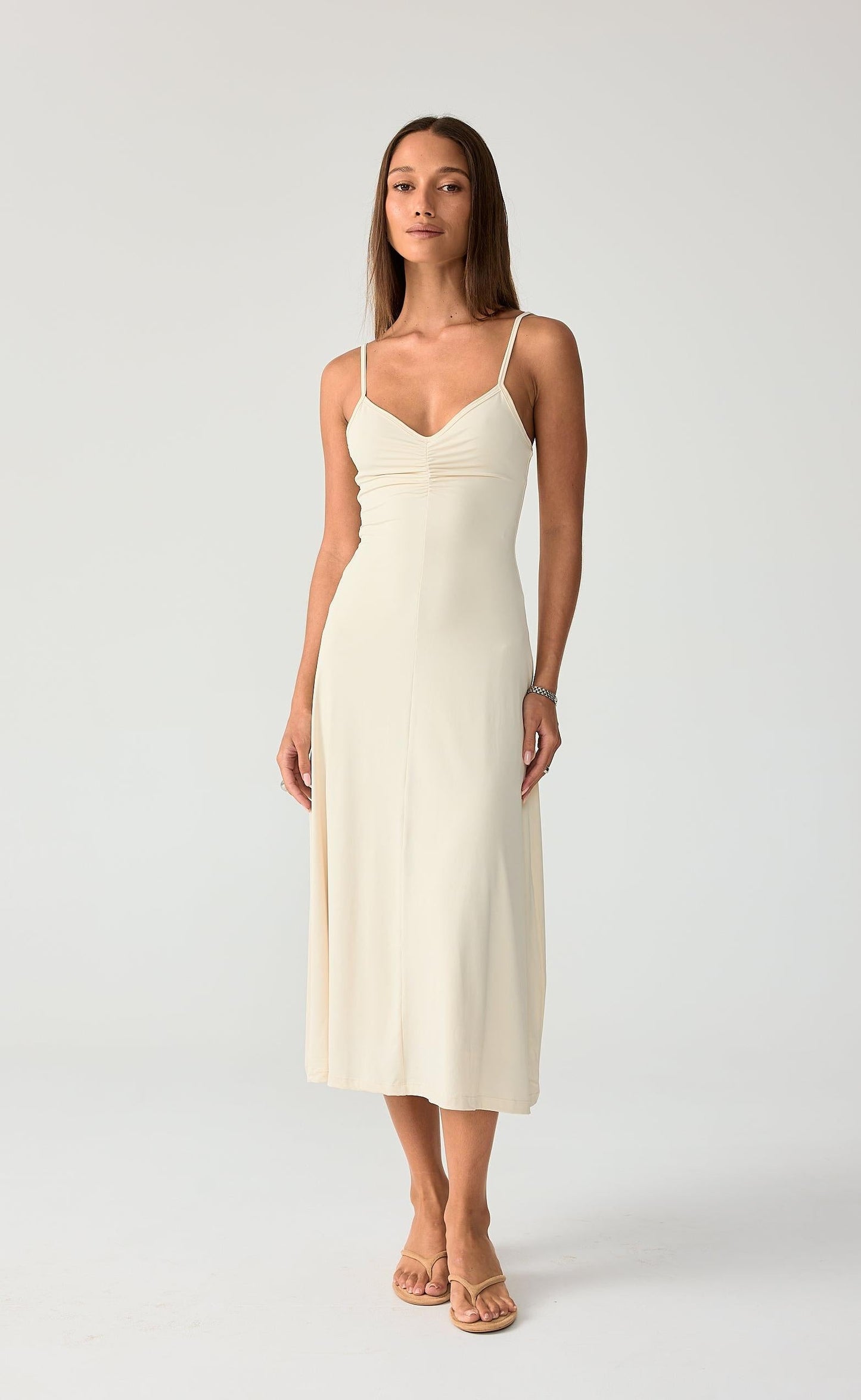 Poppy Midi Dress (Oat)