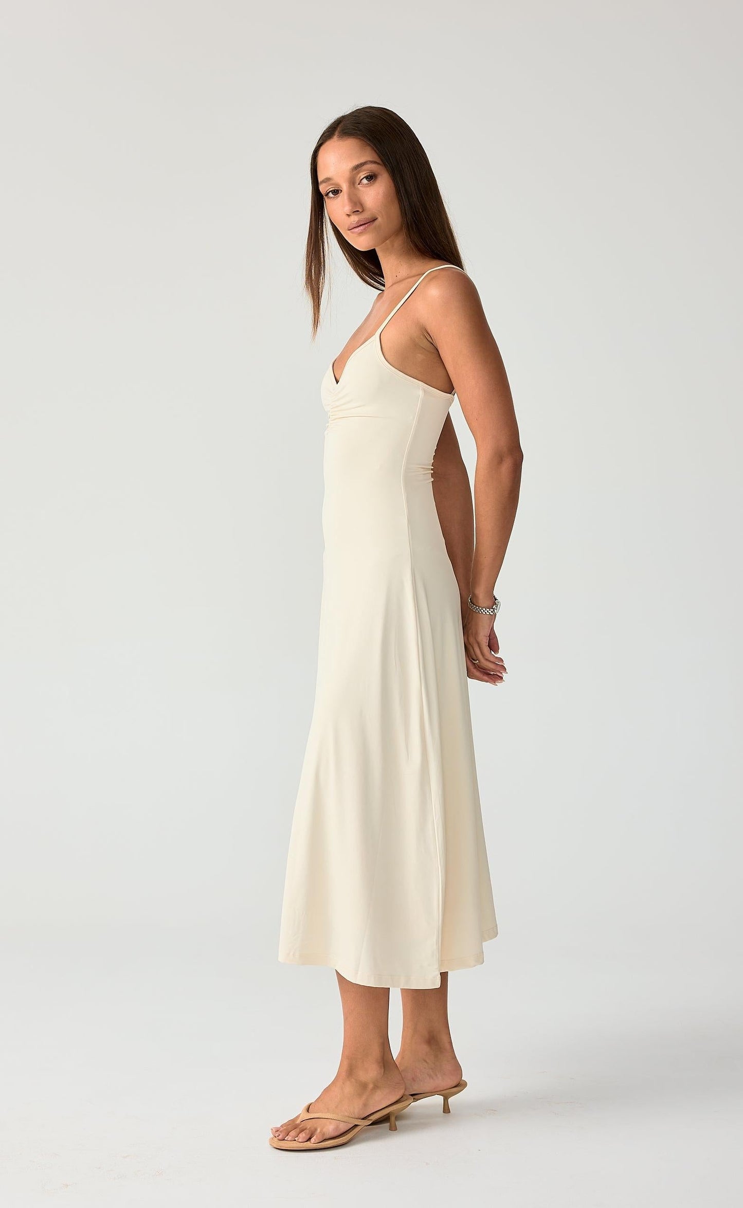 Poppy Midi Dress (Oat)
