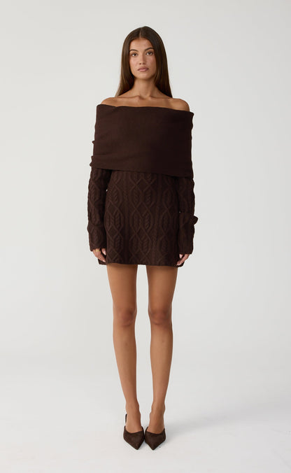 Pavati Long Sleeve Mini Dress (Chocolate Marle)
