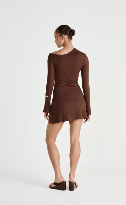 Ozias Long Sleeve Mini Dress (Chocolate)