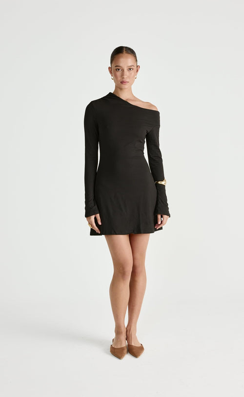 Ozias Long Sleeve Mini Dress (Black)