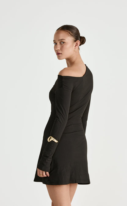 Ozias Long Sleeve Mini Dress (Black)