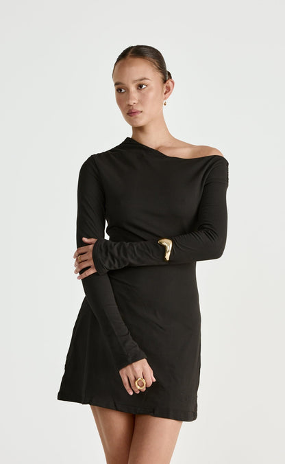 Ozias Long Sleeve Mini Dress (Black)