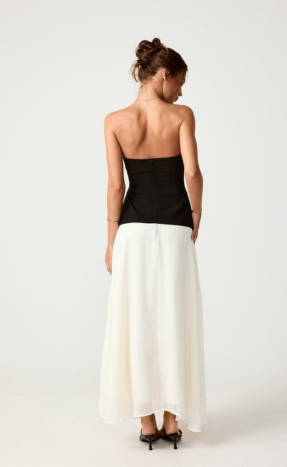Stella Midi Dress (Black/Cream)