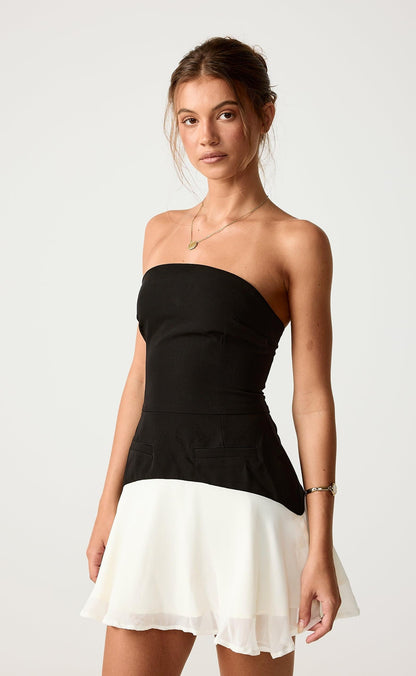 Stella Mini Dress (Black/Cream)