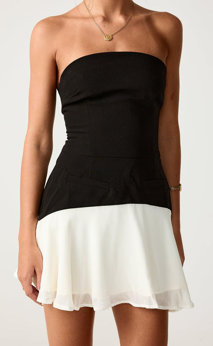 Stella Mini Dress (Black/Cream)