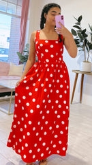 On Fire Polka Dot Midi Dress